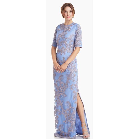 J.S. Collections MALLORY COLUMN GOWN in Sky Blue NWOT Size 12 - Picture 1 of 7